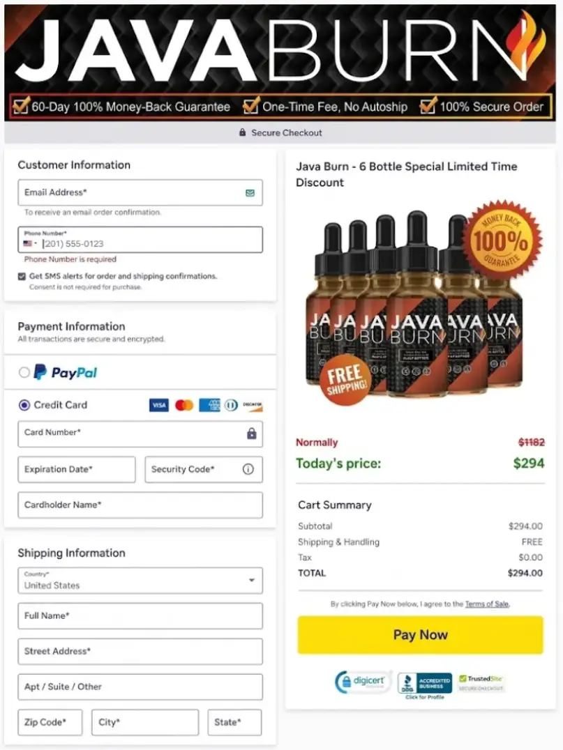 Java Burn secure checkout badge
